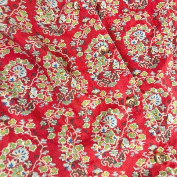 VTG Liz Claiborne Tops Womens Small Red Long Sleeve Button Down Paisley Cotton - Picture 4 of 10